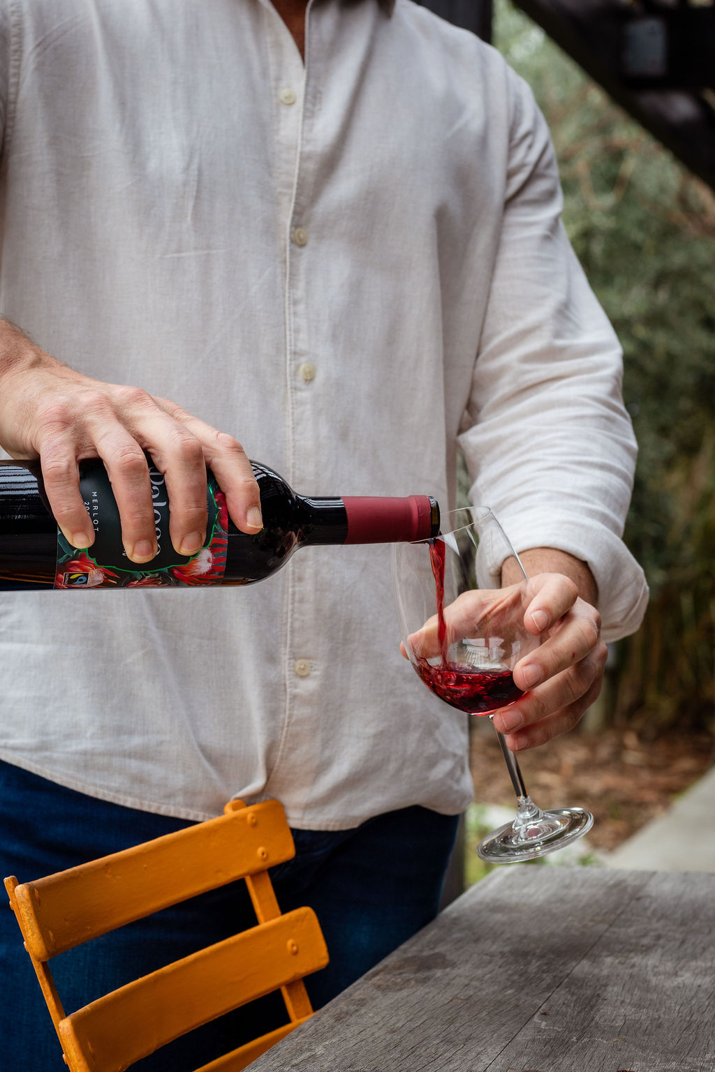 Close-up of a Palesa wine pouring
